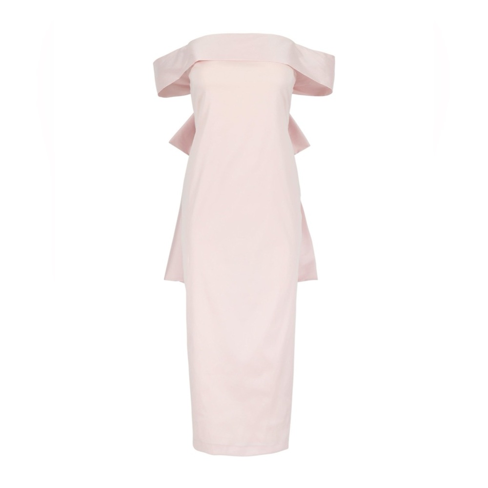Elegant Pink Off-Shoulder Midi Dress